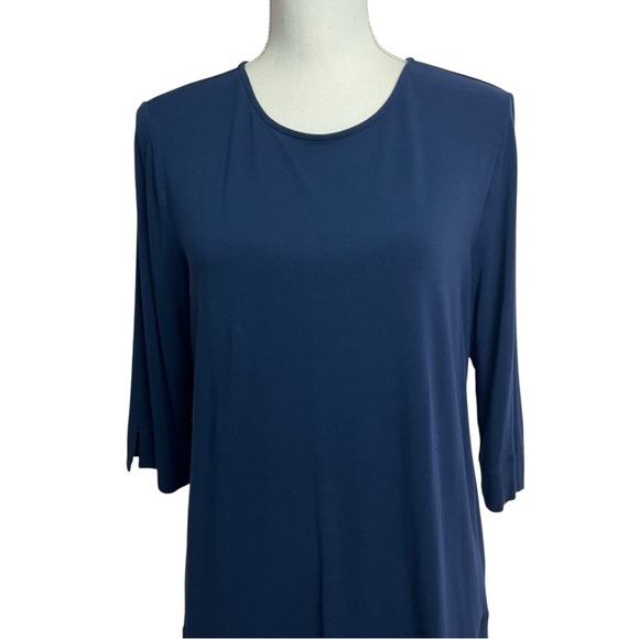 J. Jill Women’s Pullover Knit Top Sz Medium Color Navy Blue 3/4 Sleeves Stretch - Picture 2 of 10